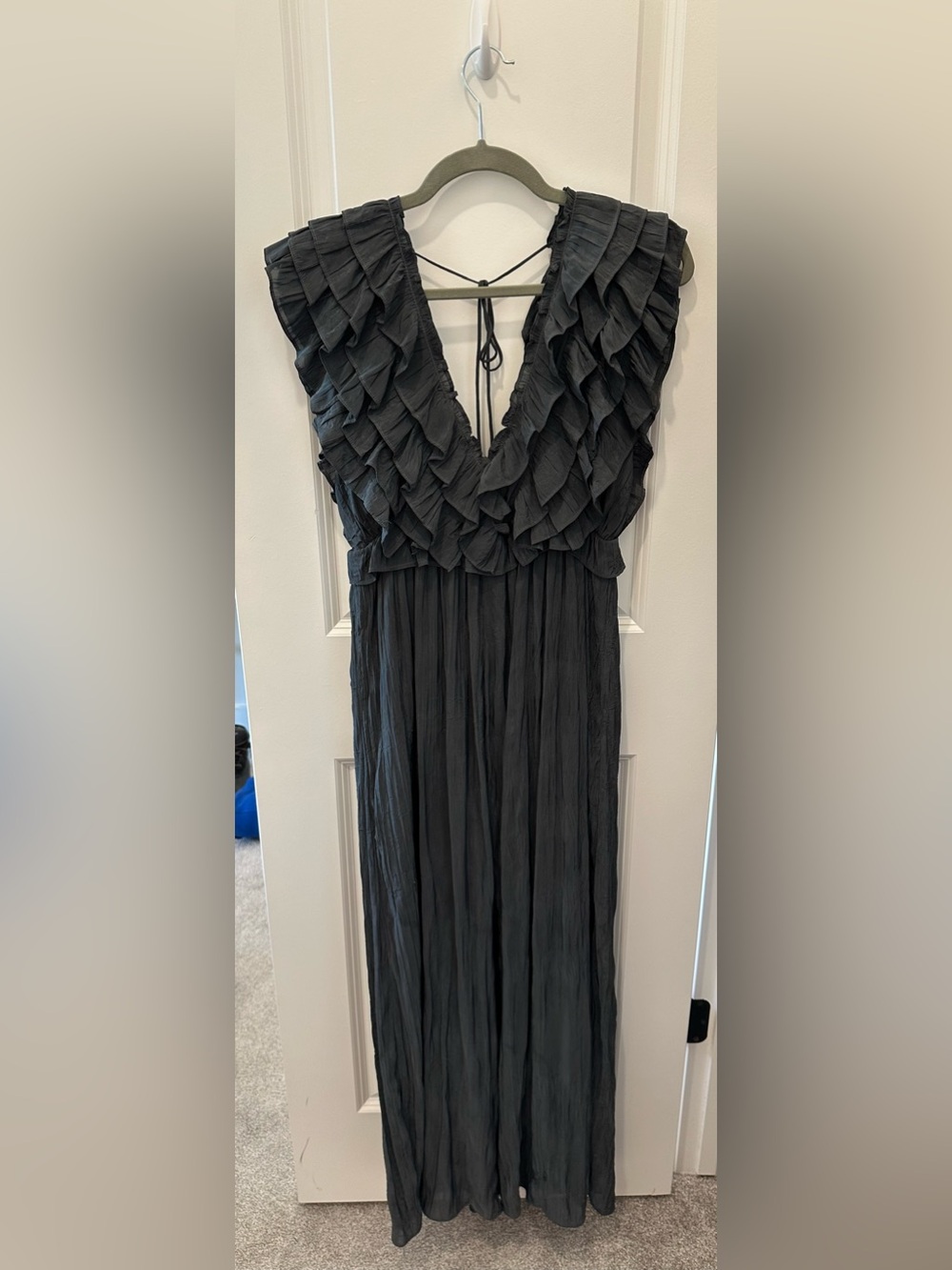 Storia Black Backless Ruffled Romper/Pantsuit